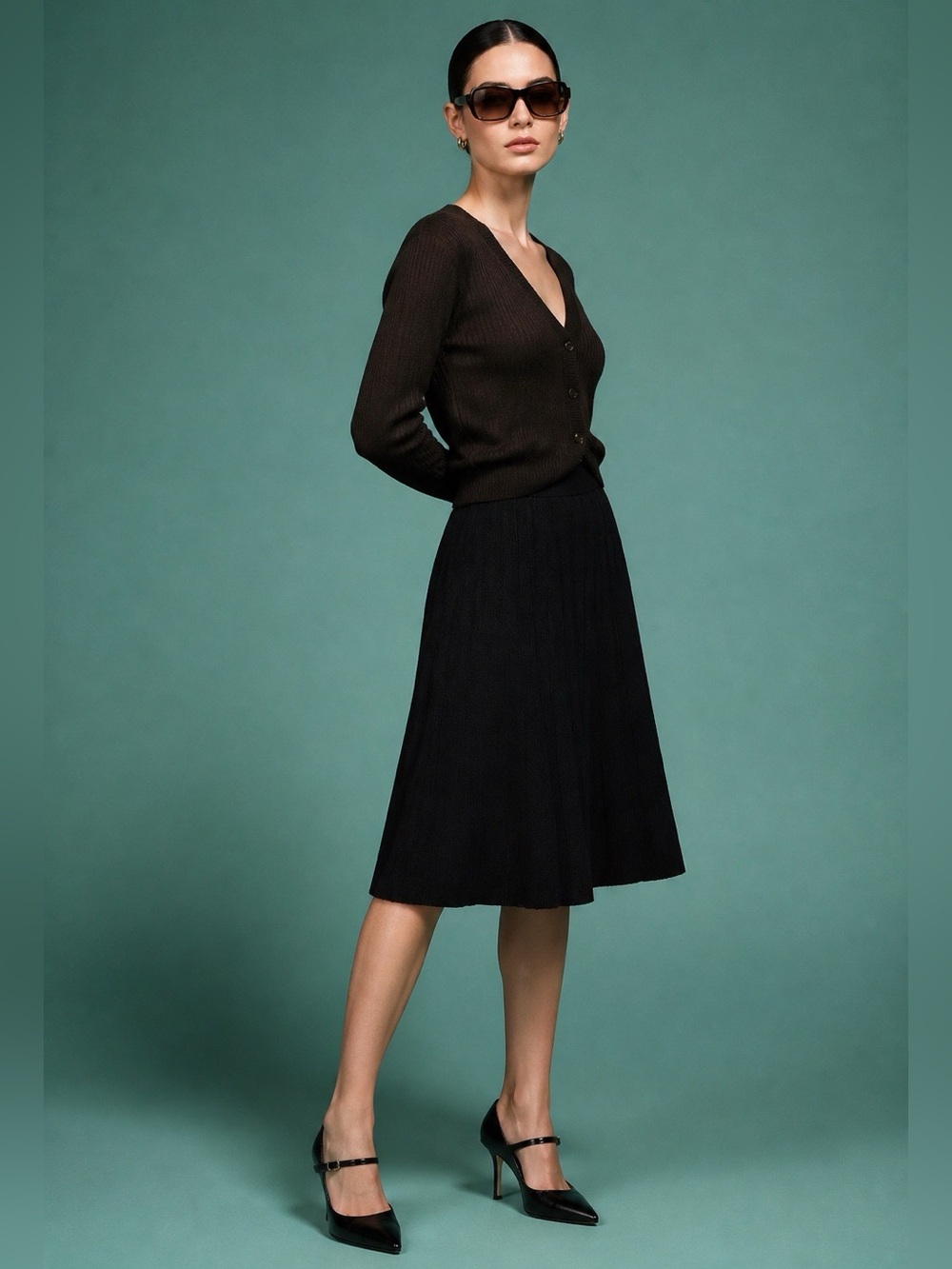 Jules & Leopold Studio High Waist Black A Line Ribbed Knit Skirt Size Small